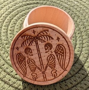 Wooden Death Palm Engraved Box